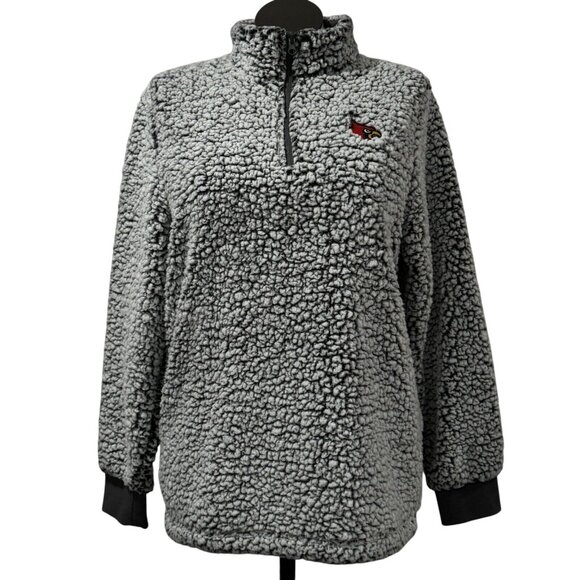 North & Acrux Womens Gray Cardinal Sherpa 1/4 Zip Pullover Jacket Long Sleeve XL - Picture 1 of 12
